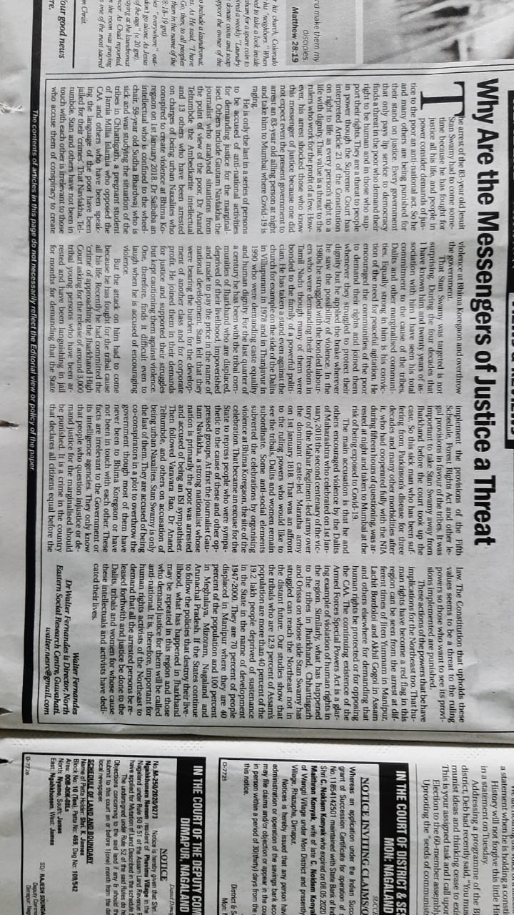 Walter's article in Morung
